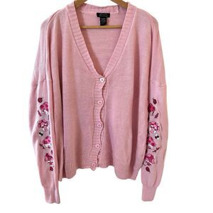 Sweet Society Hot Topic Womens Cardigan Sweater Pink M Cottagecore Coquette Cute